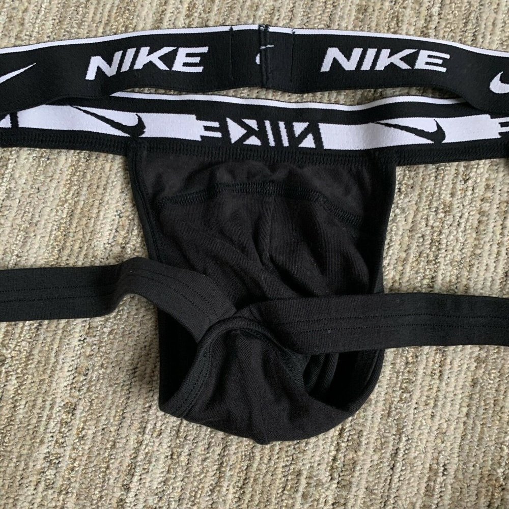(2 PAIR!!) NIKE MENS BRAND NEW BLACK EVERYDAY STRETCH COTTON SPANDEX JOCKSTRAP M - Picture 7 of 16